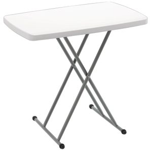 Masa pliabila 76x50 cm, inaltime reglabila 36-71 cm, pentru terasa, gradina sau camping, HDPE alb