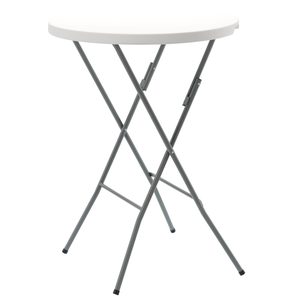 Masa de gradina pliabila, 80 cm, alb – cadru din otel, blat HDPE rezistent la intemperii, usor de transportat