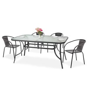 Mirpol Set mobilier de grădină Lerkules 4+1 cu cadru metalic, negru