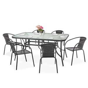 Mirpol Set mobilier de grădină Lerkules 6+1 cadru metalic negru